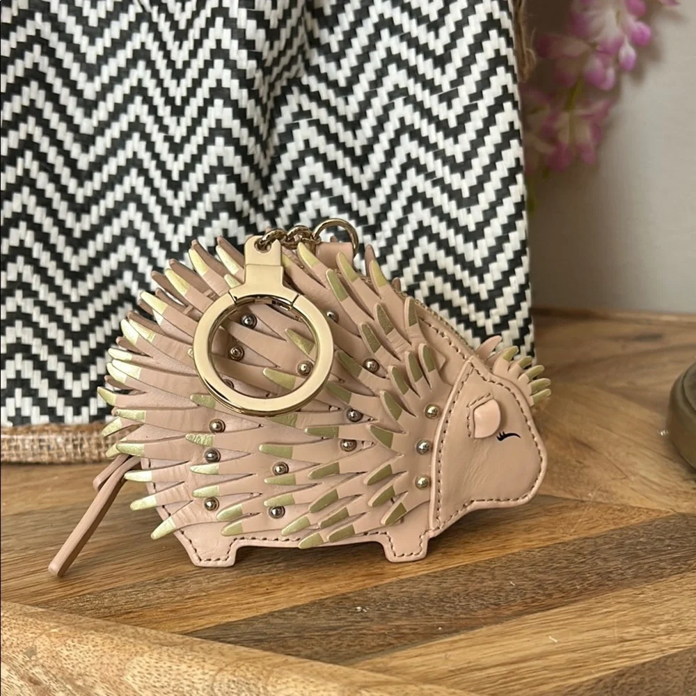 kate spade tan and Gold Hedgehog Key chain/coin pouch